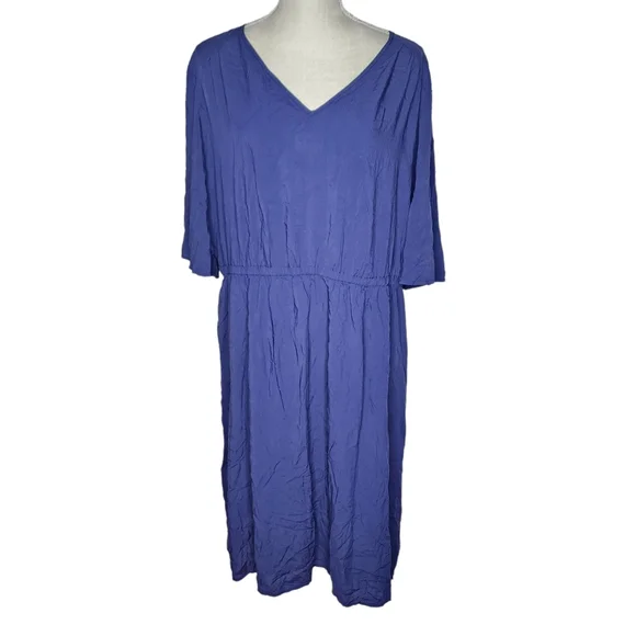 Old Navy 100% Rayon Blue V Neck Dress Plus Size 2X - Picture 5 of 8